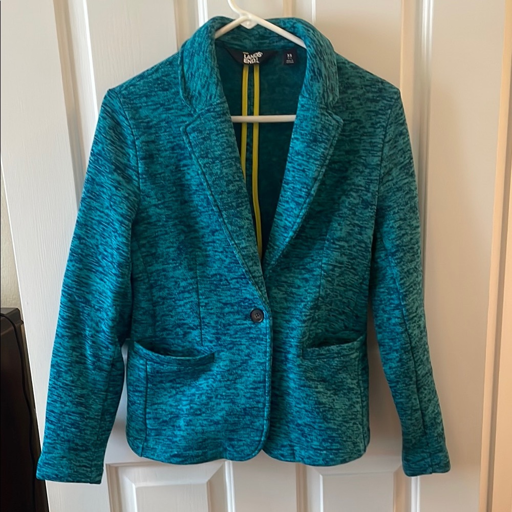 Lands End Teal Textured Women's Blazer XS. Very nice condition.